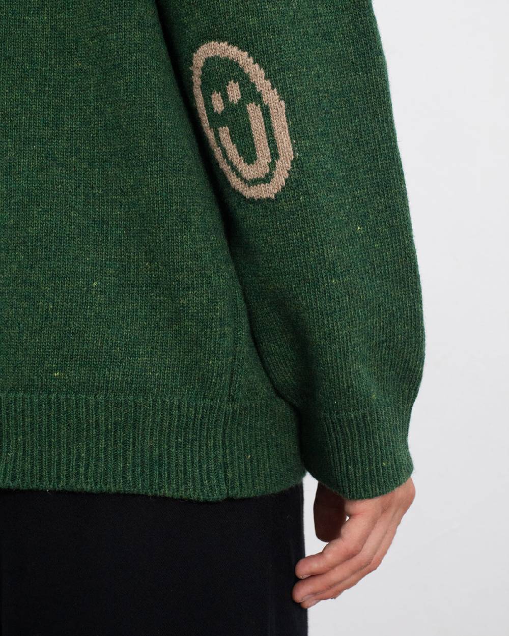 Rotholz Smiley Strickpullover Recycelte Wolle - Grün