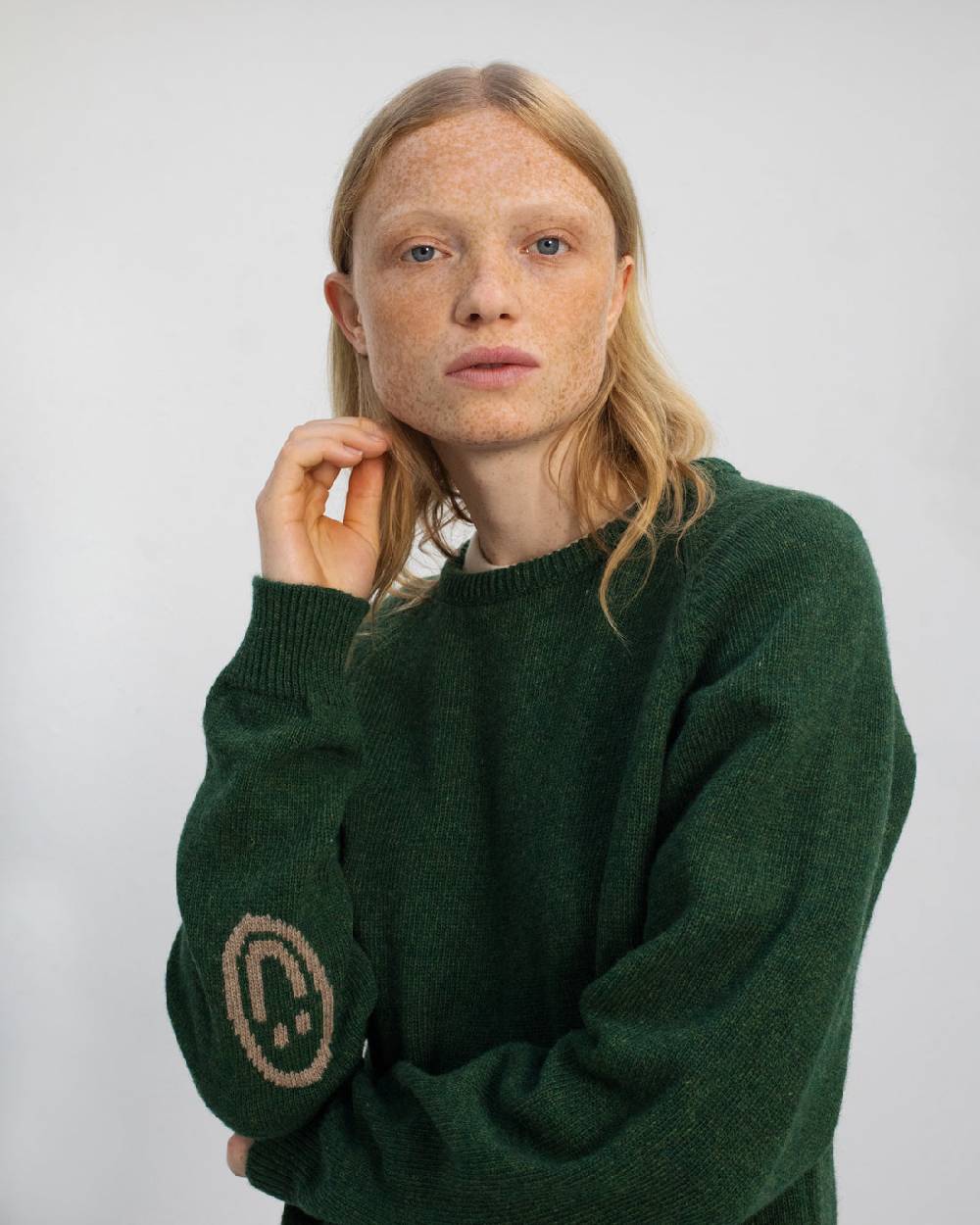 Rotholz Smiley Strickpullover Recycelte Wolle - Grün