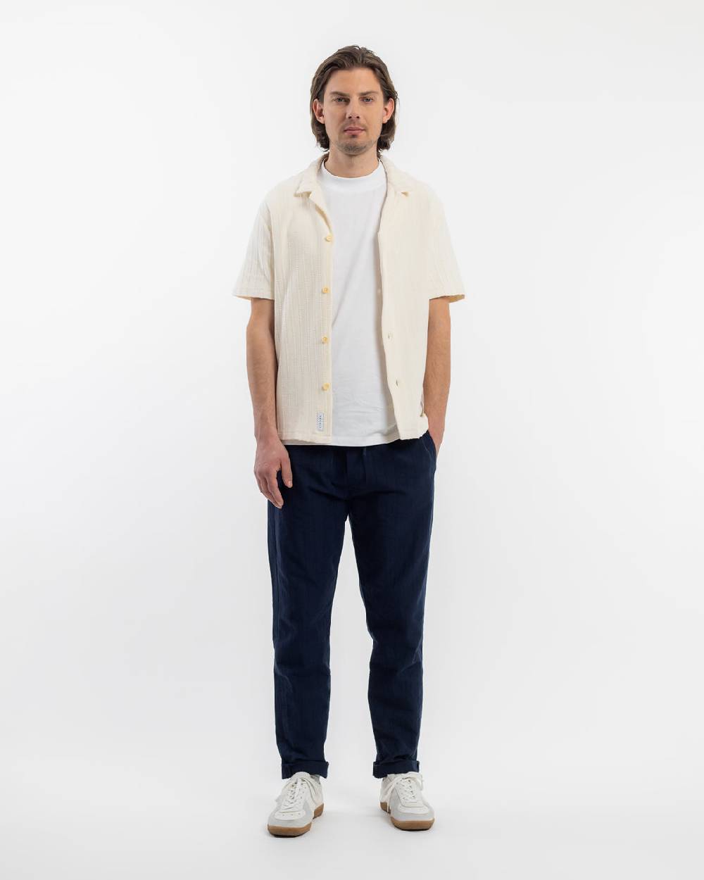 Rotholz Strick Bowling Shirt Bio Baumwolle - Creme
