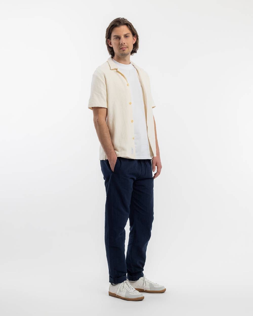 Rotholz Strick Bowling Shirt Bio Baumwolle - Creme