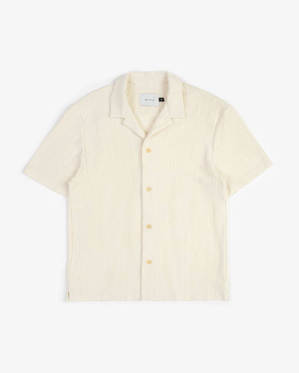 Rotholz Strick Bowling Shirt Bio Baumwolle - Creme