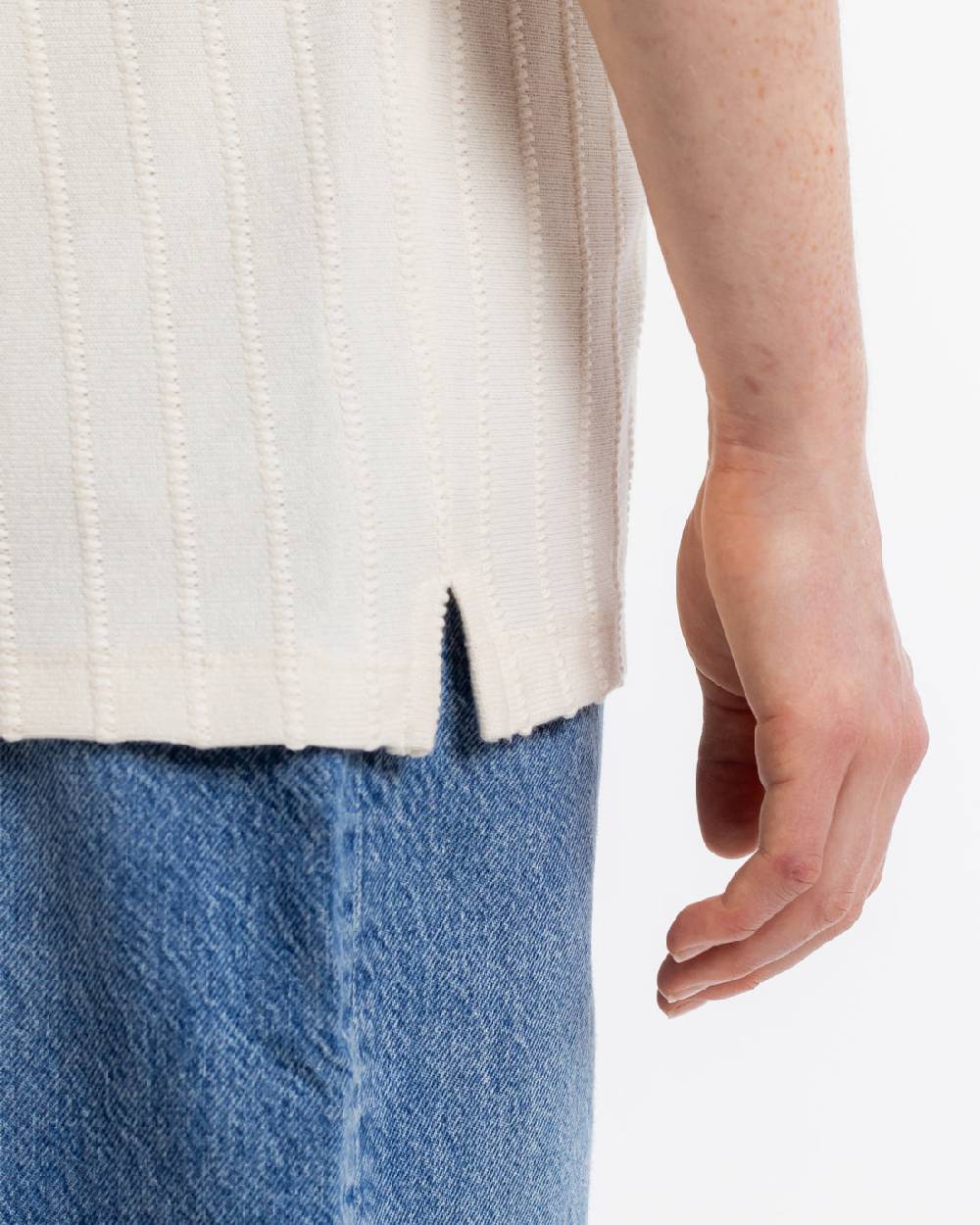 Rotholz Strick Bowling Shirt Bio Baumwolle - Creme