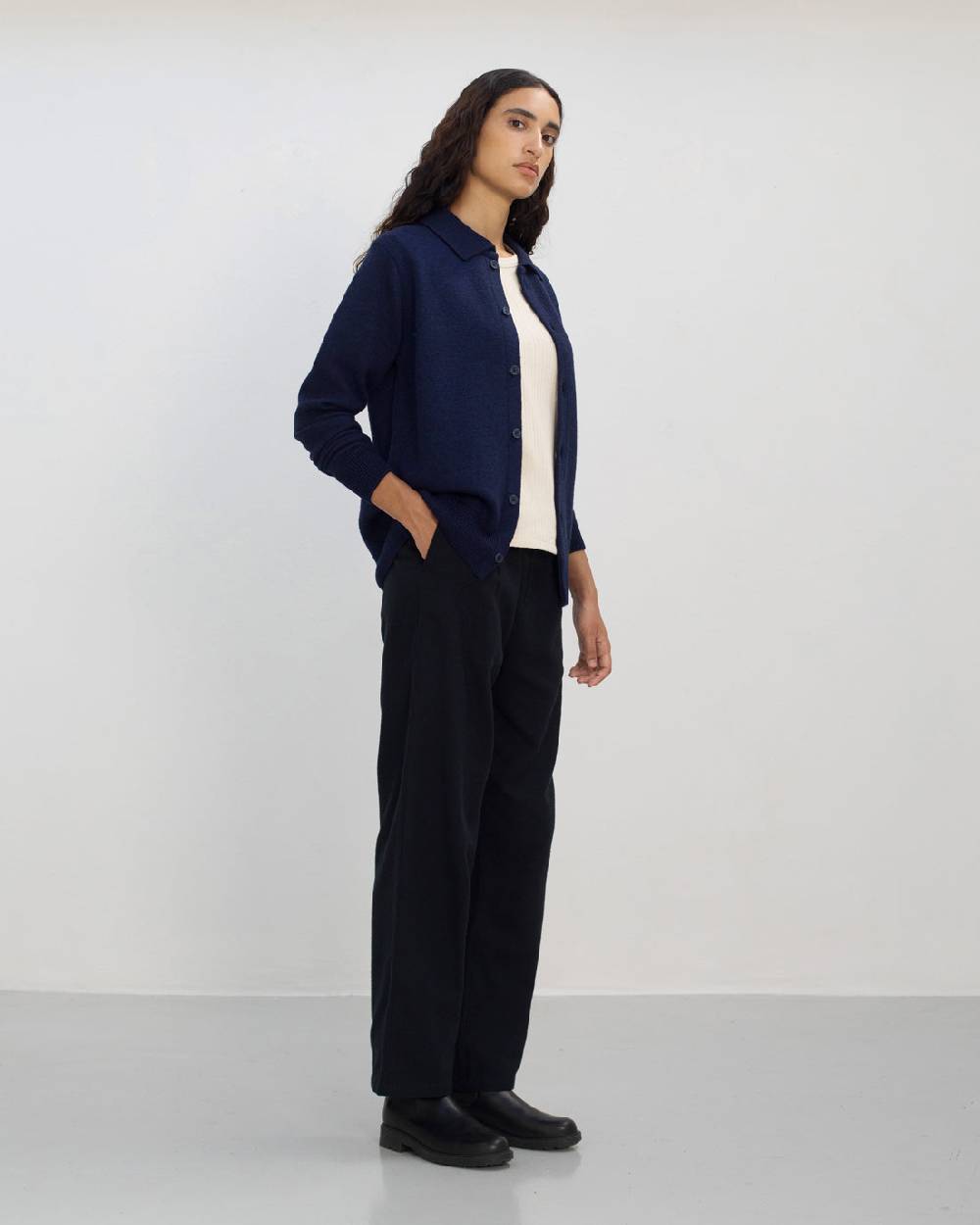 Rotholz Strick Shirt Merinowolle - Blau