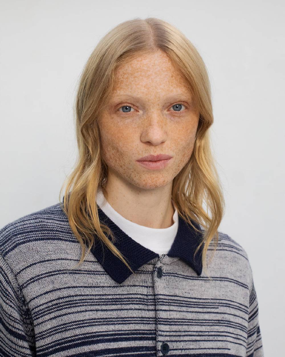 Rotholz Strick Shirt Merinowolle - Blau Gestreift