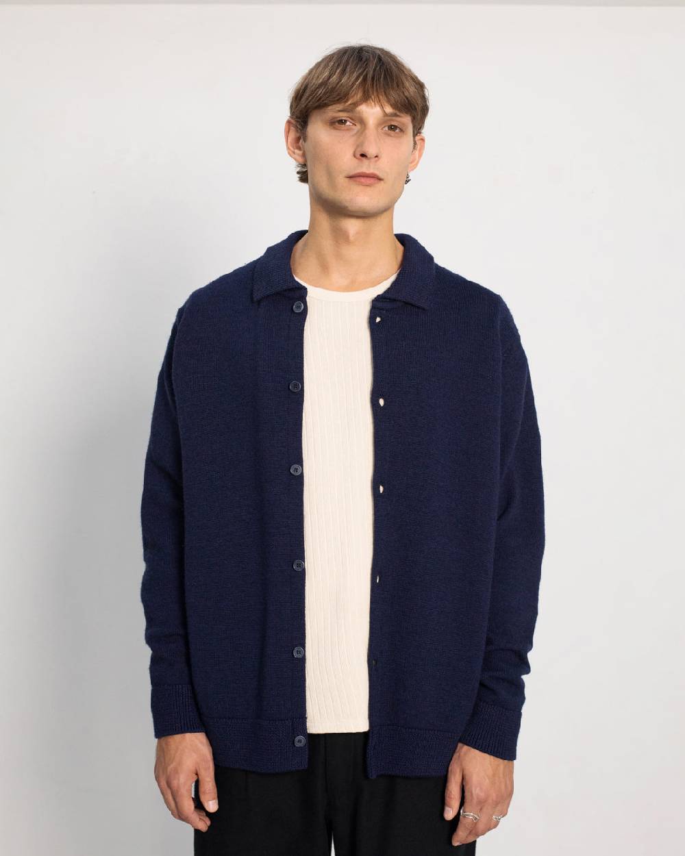 Rotholz Strick Shirt Merinowolle - Blau