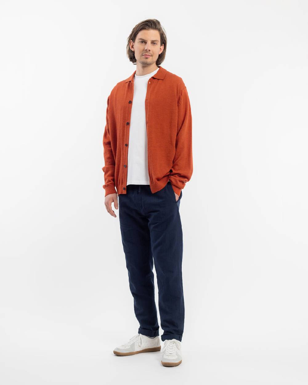 Rotholz Strick Shirt Merinowolle - Rot