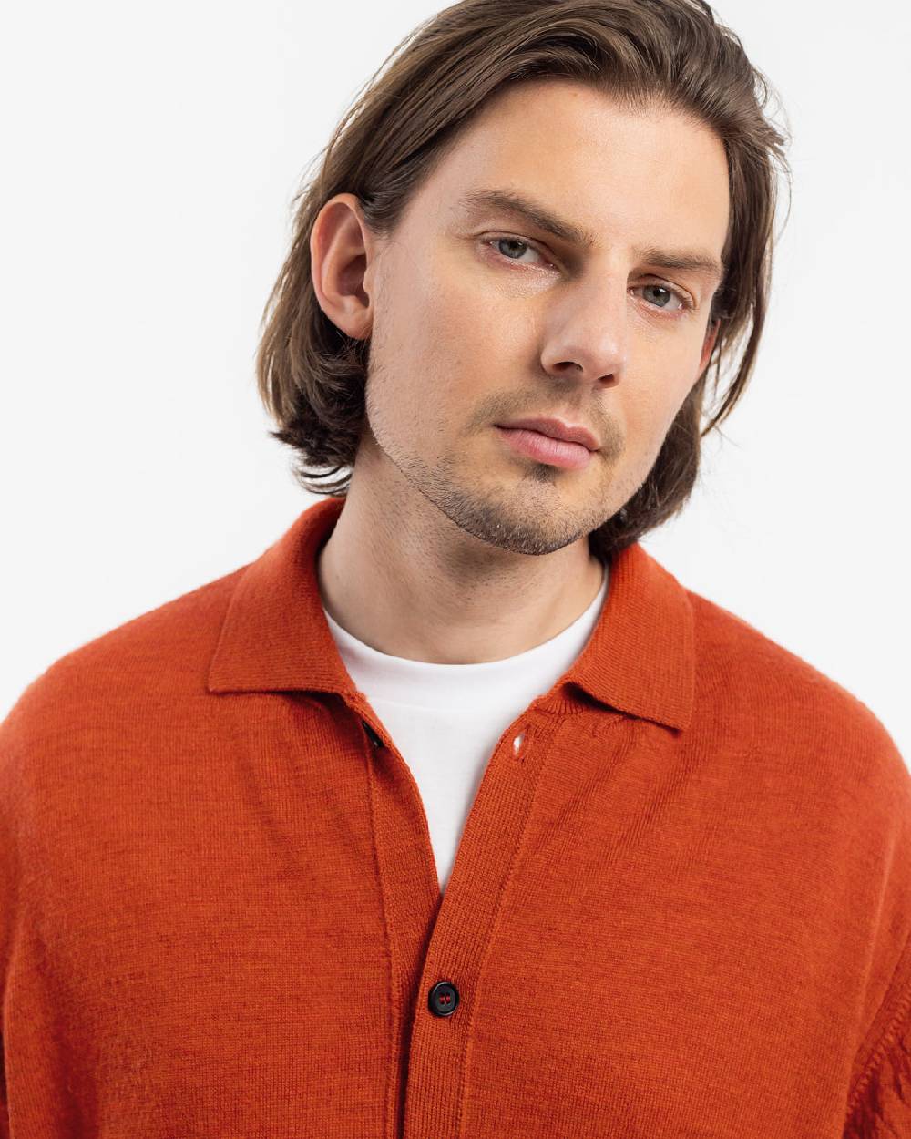 Rotholz Strick Shirt Merinowolle - Rot