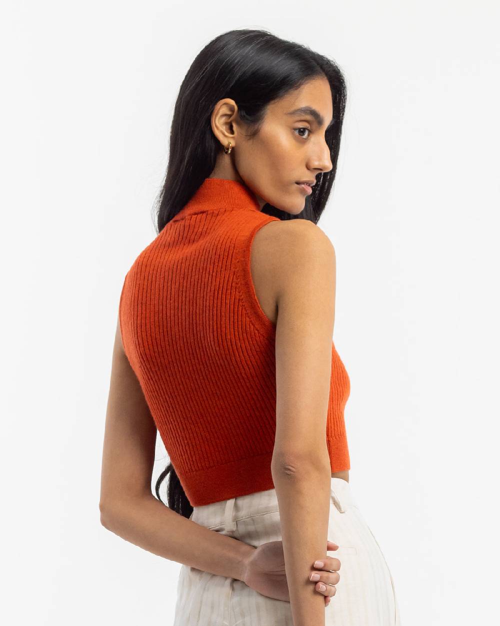 Rotholz Strick Singlet Merinowolle - Rot