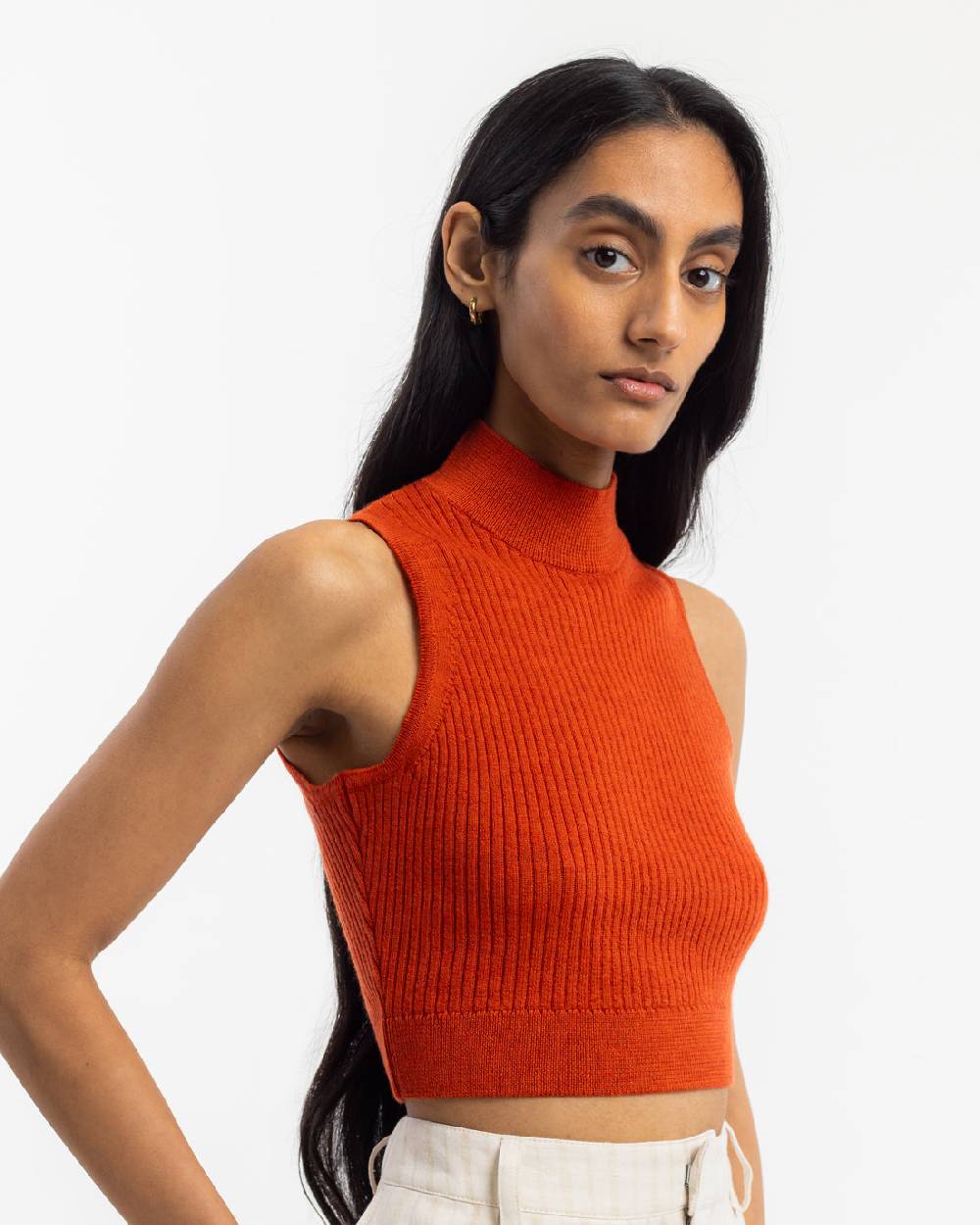 Rotholz Strick Singlet Merinowolle - Rot