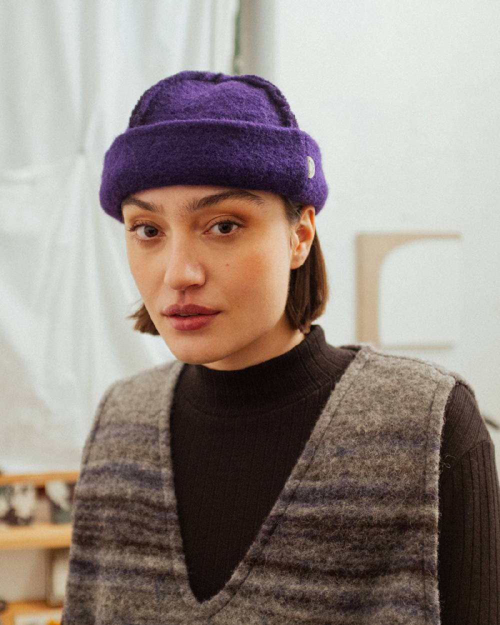 Rotholz Toque Bio Wollmischung - Lila