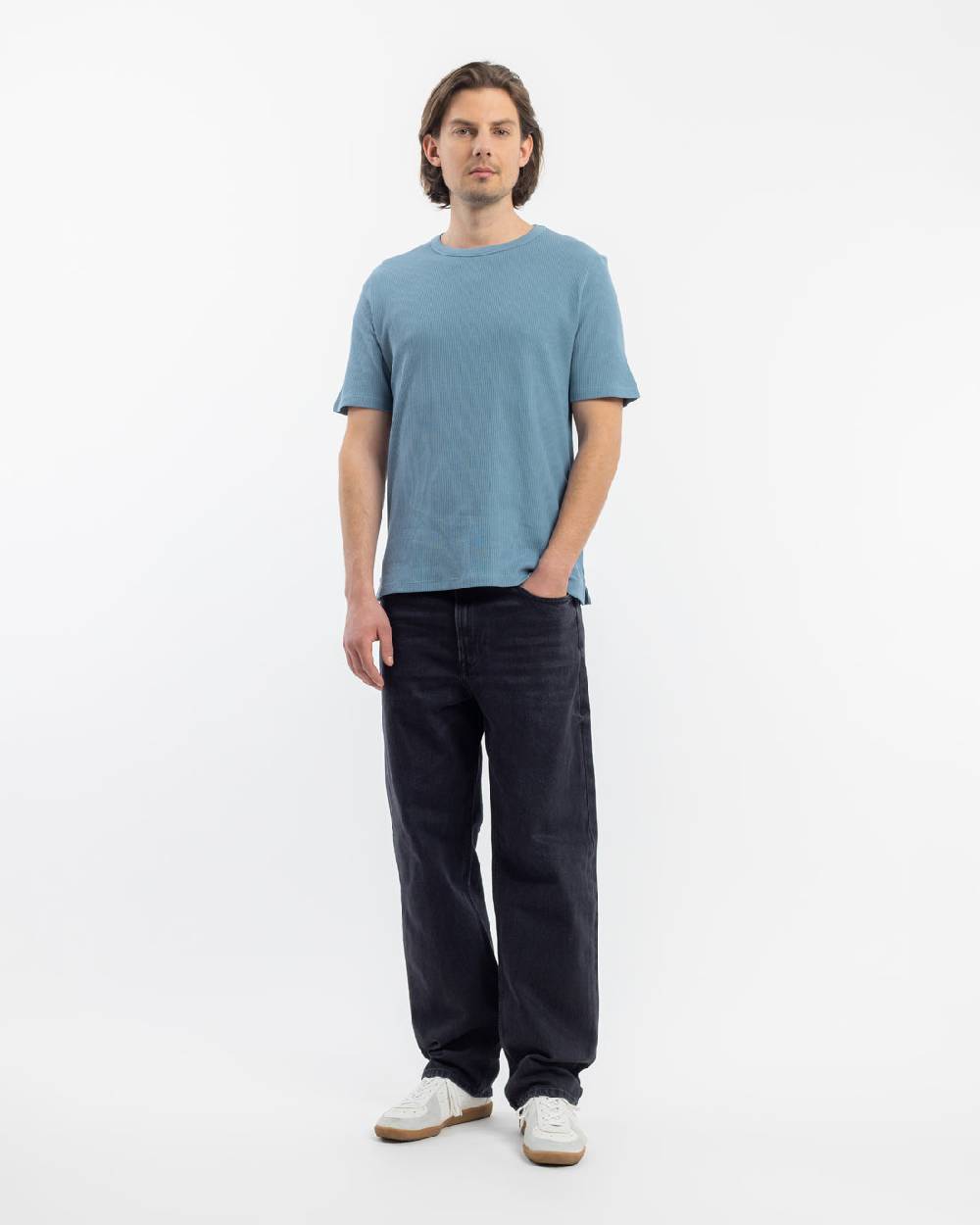 Rotholz Waffel T-Shirt Bio-Baumwolle - Blau