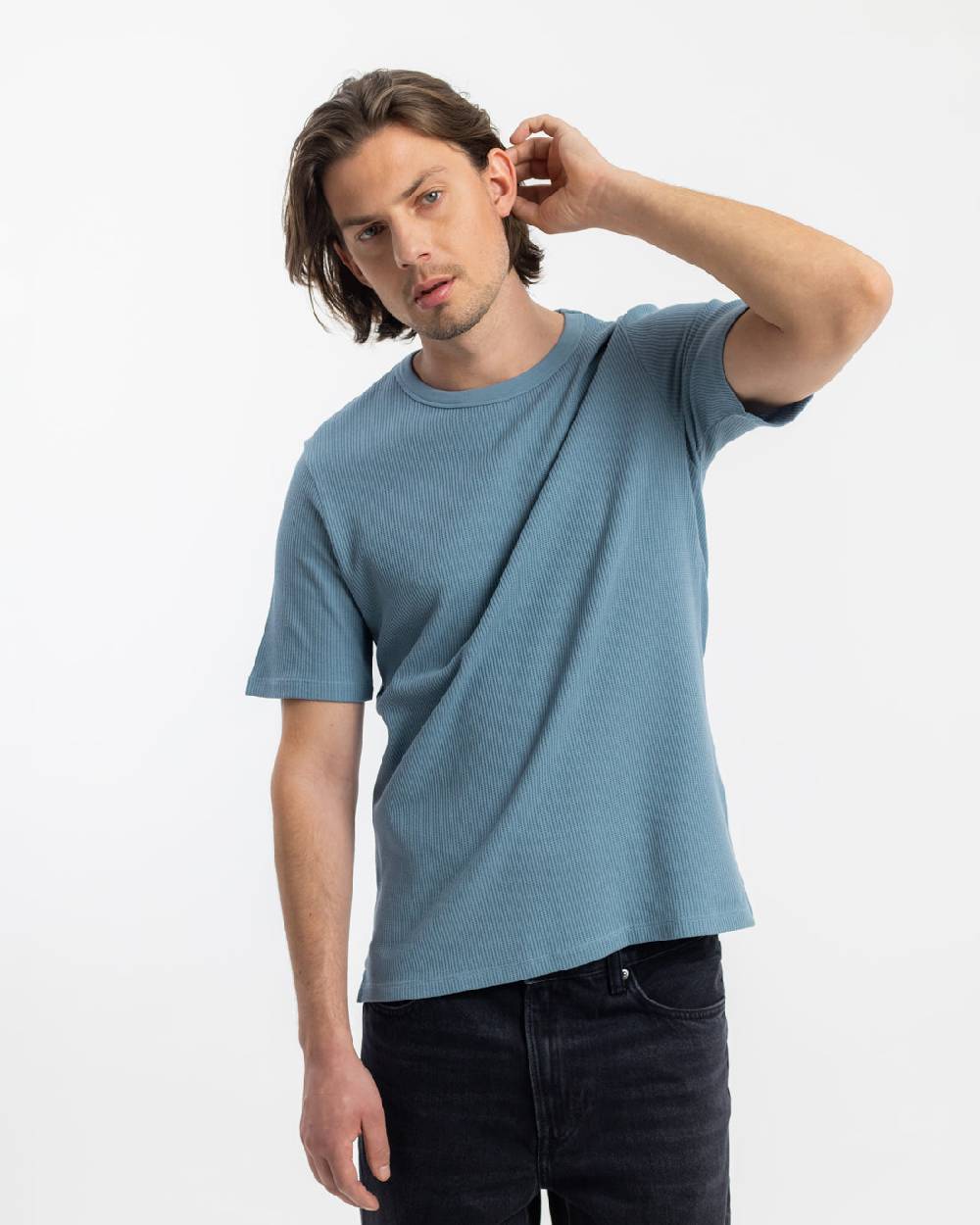 Rotholz Waffel T-Shirt Bio-Baumwolle - Blau