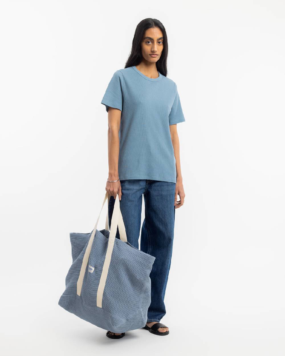 Rotholz Waffel T-Shirt Bio-Baumwolle - Blau