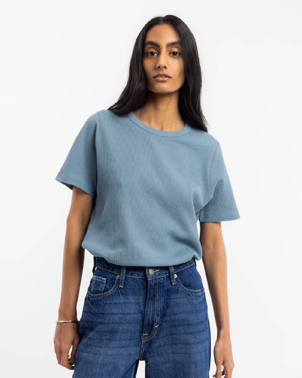 Rotholz Waffel T-Shirt Bio-Baumwolle - Blau
