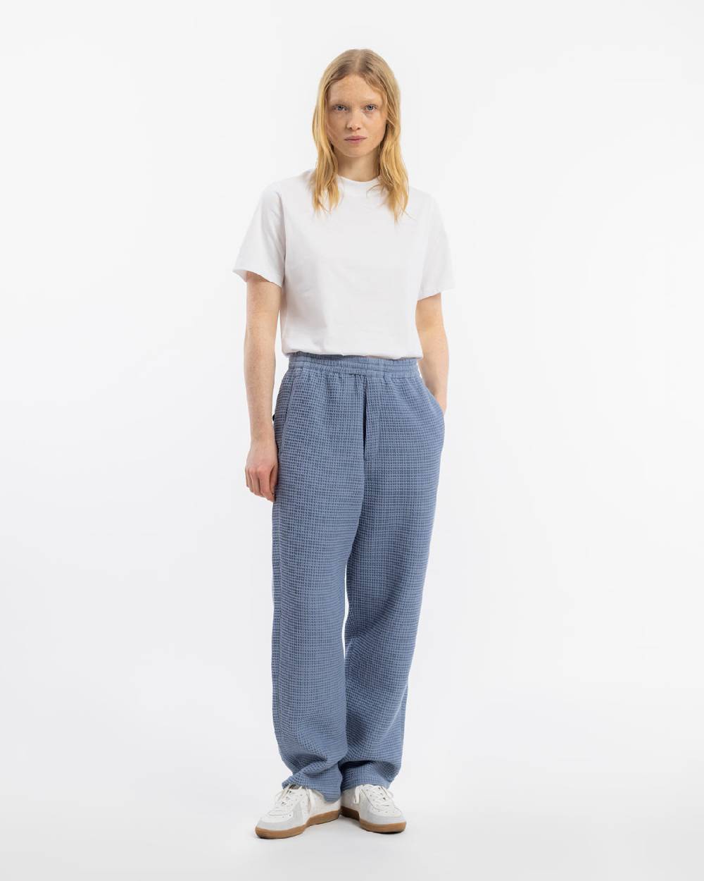 Rotholz Weite Hose Waffle Cotton - Hellblau