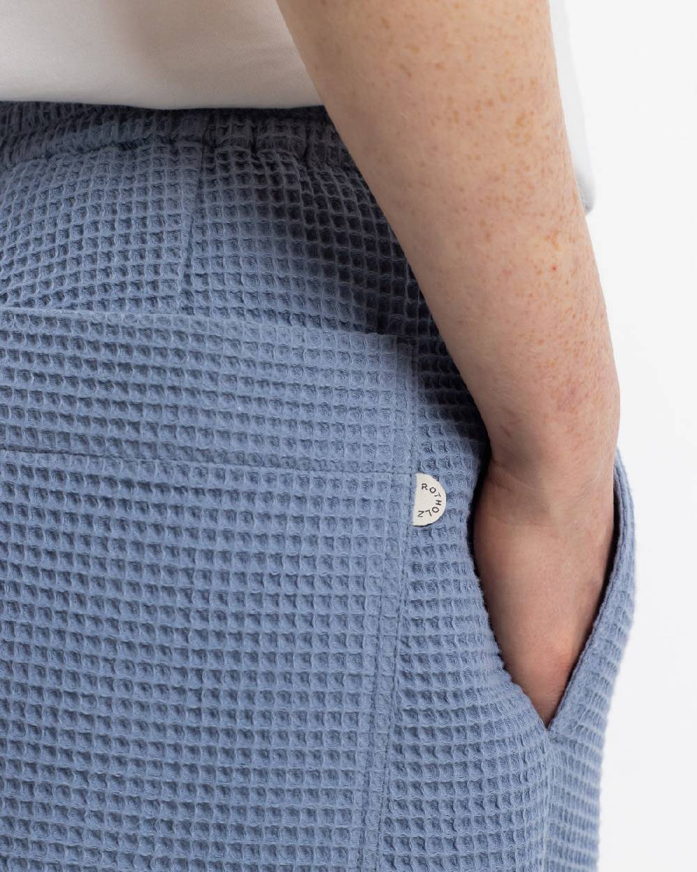Rotholz Weite Hose Waffle Cotton - Hellblau
