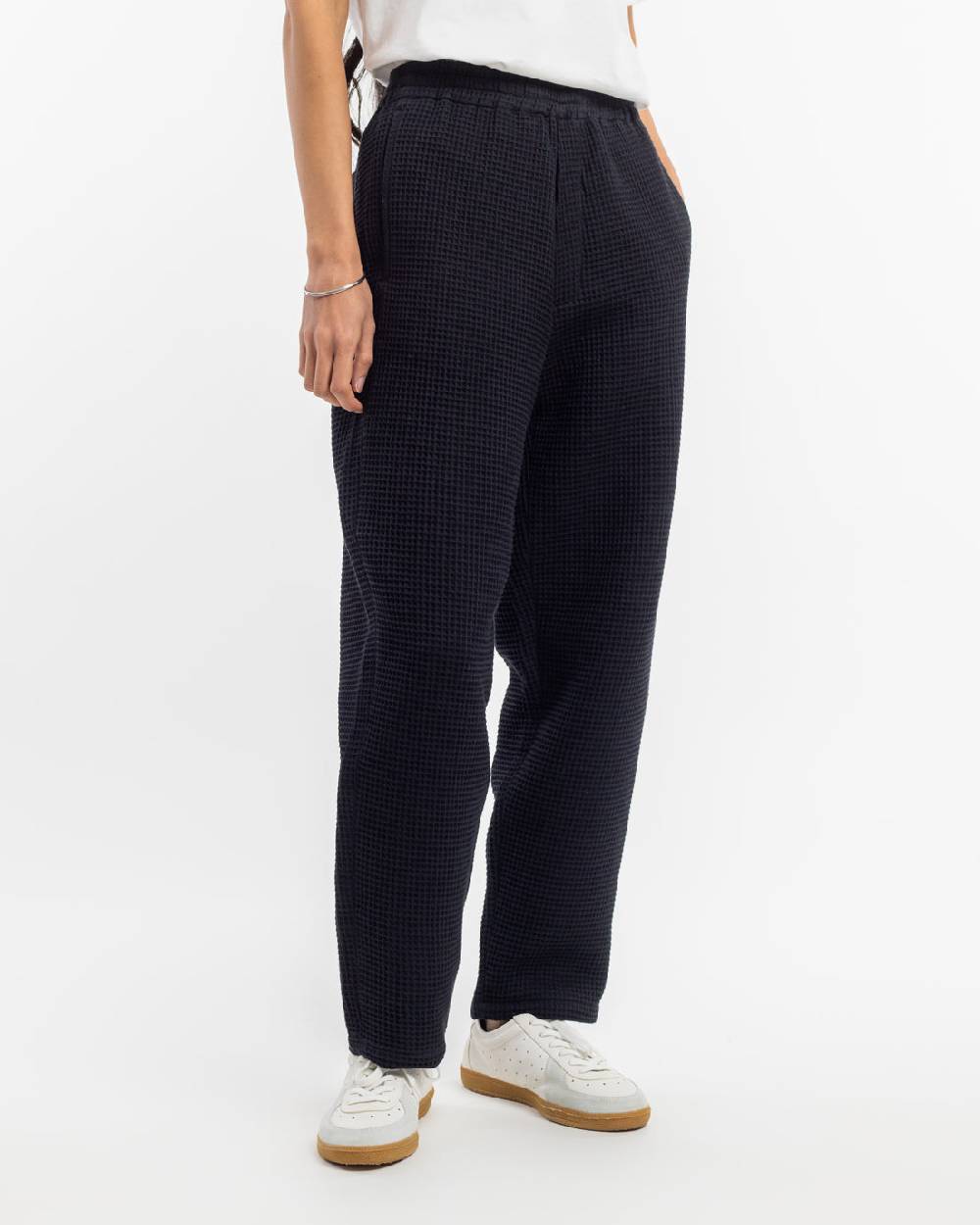 Rotholz Weite Hose Waffle Cotton - Schwarz