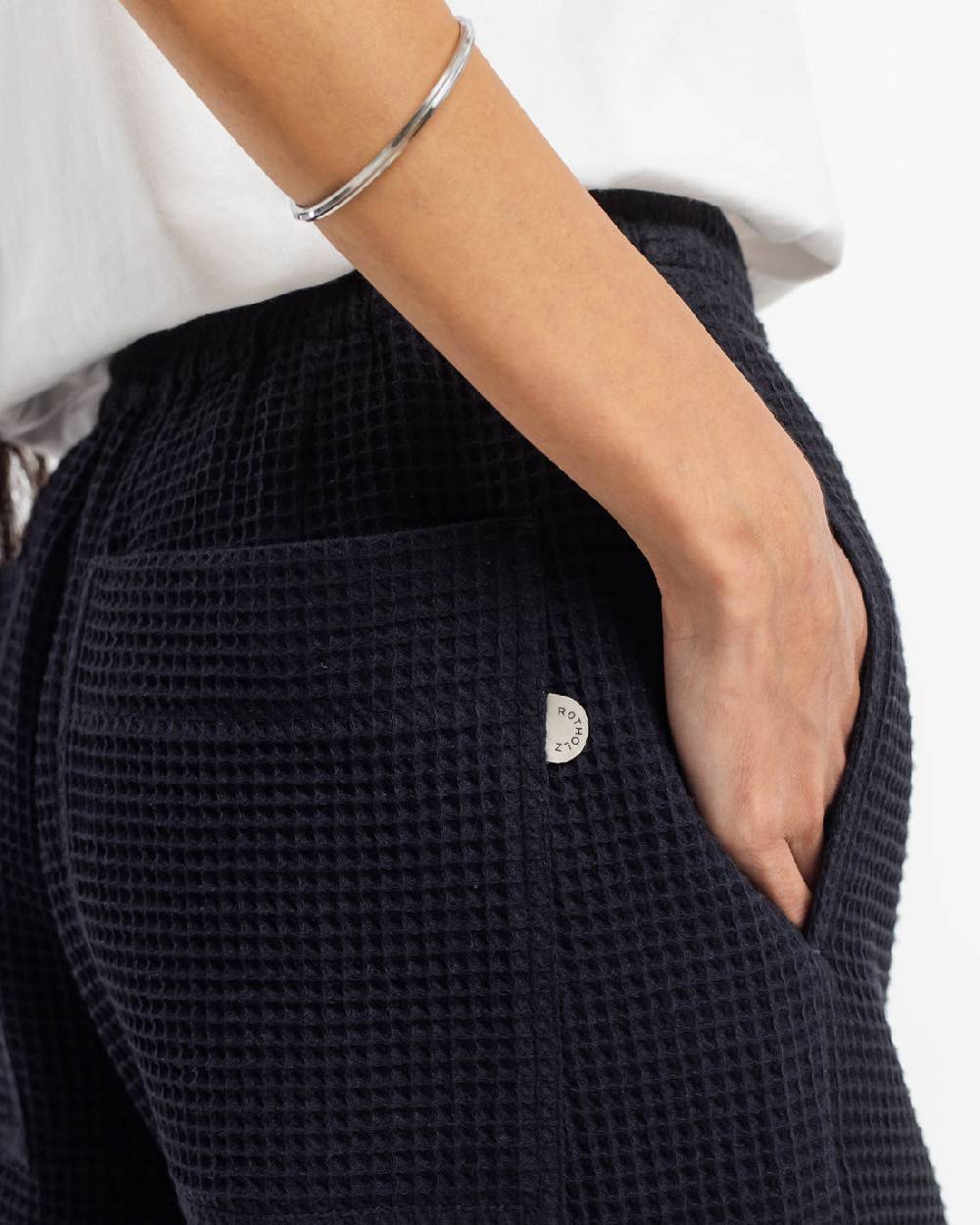 Rotholz Weite Hose Waffle Cotton - Schwarz