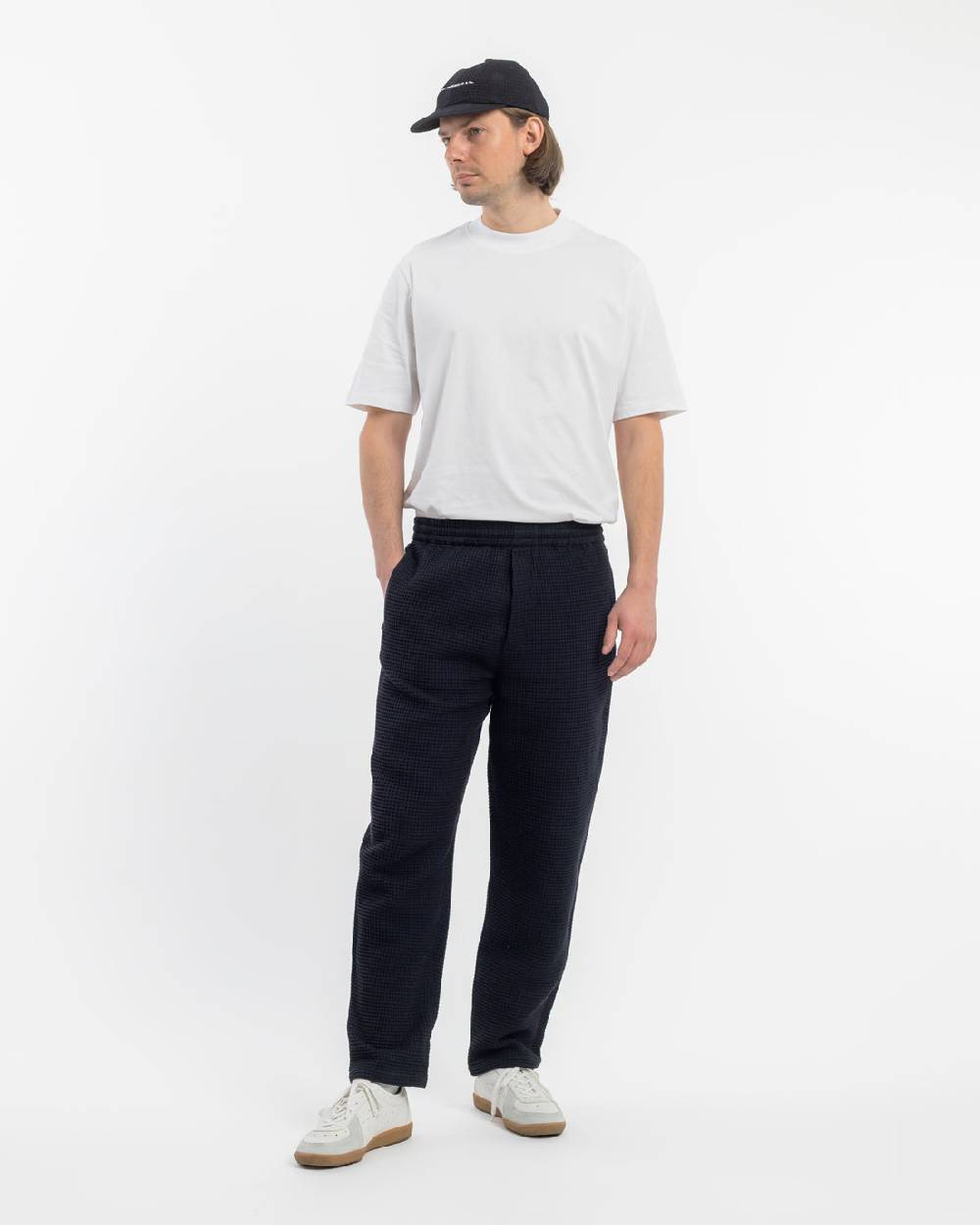 Rotholz Weite Hose Waffle Cotton - Schwarz