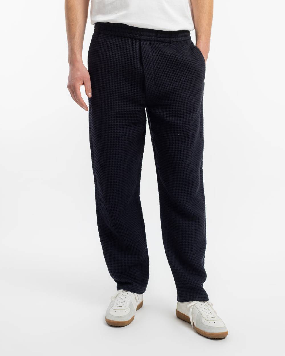 Rotholz Weite Hose Waffle Cotton - Schwarz