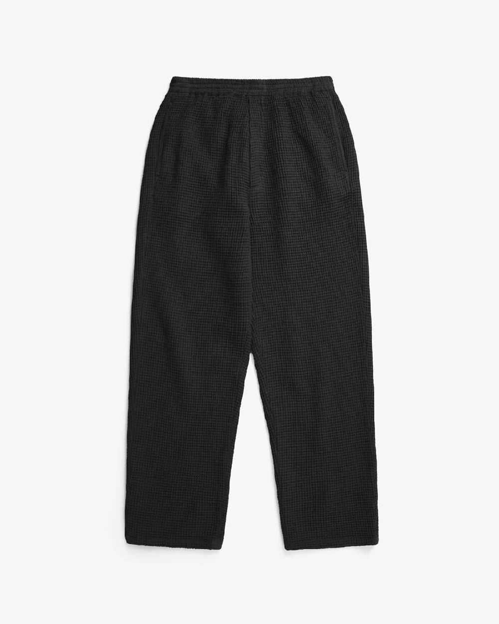 Rotholz Weite Hose Waffle Cotton - Schwarz