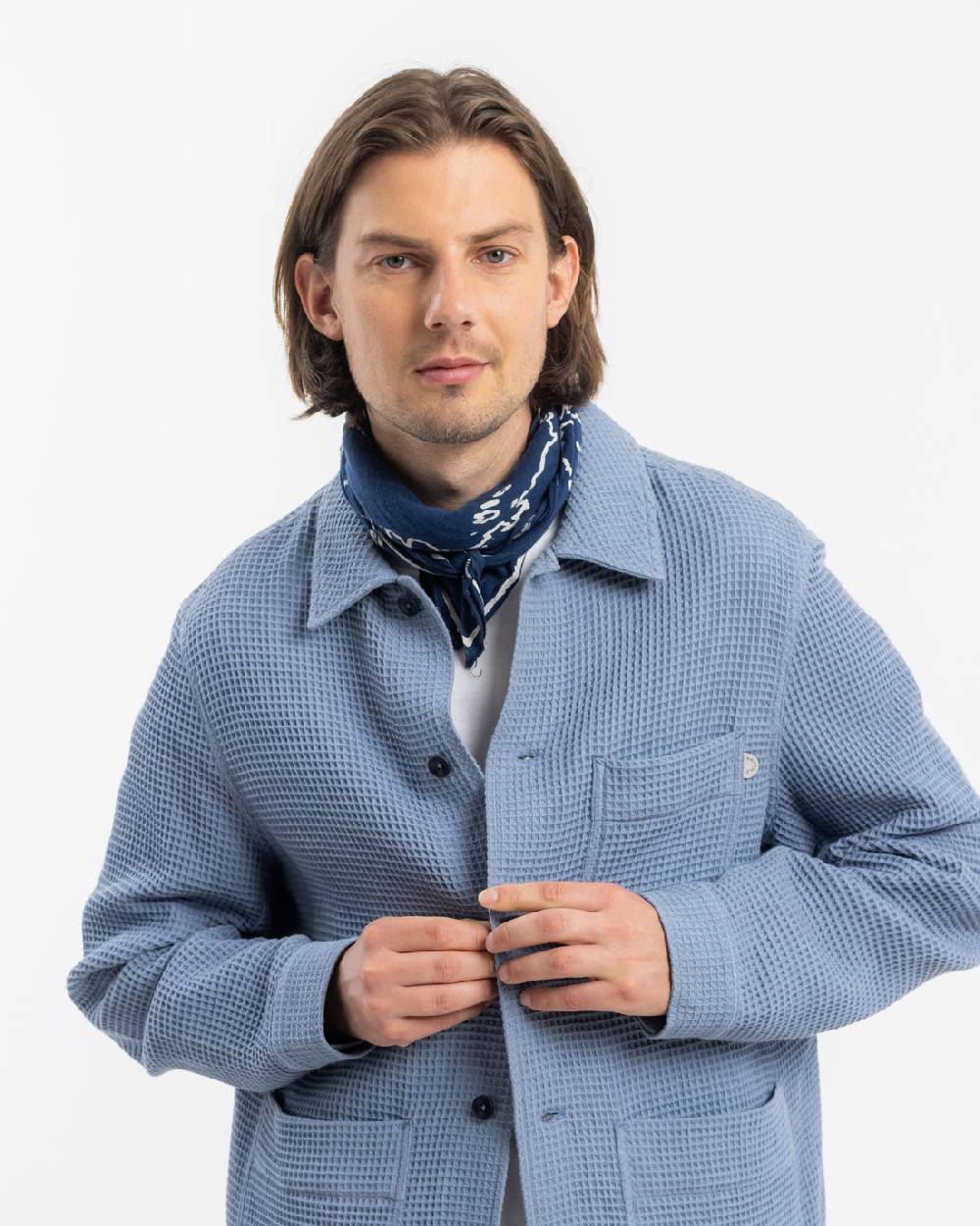 Rotholz Workwear Jacke Waffle Cotton - Hellblau