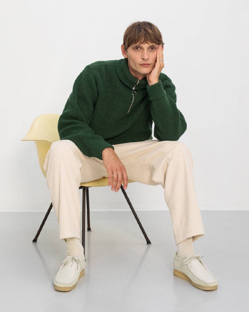 Rotholz Schwerer Strick Troyer Recycelte Wolle - Grün