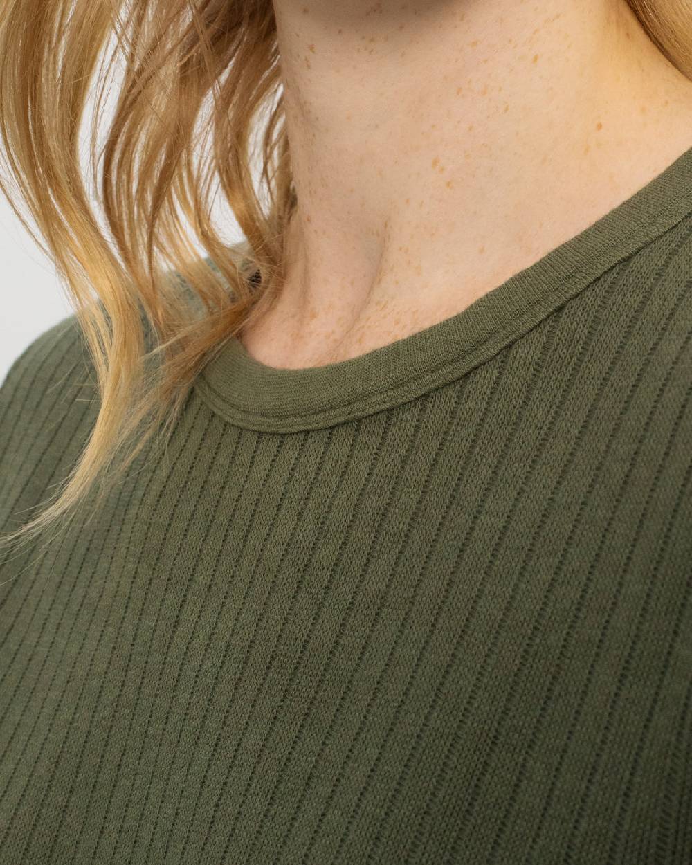 Rotholz Schweres Geripptes T-Shirt Bio Baumwolle - Grün