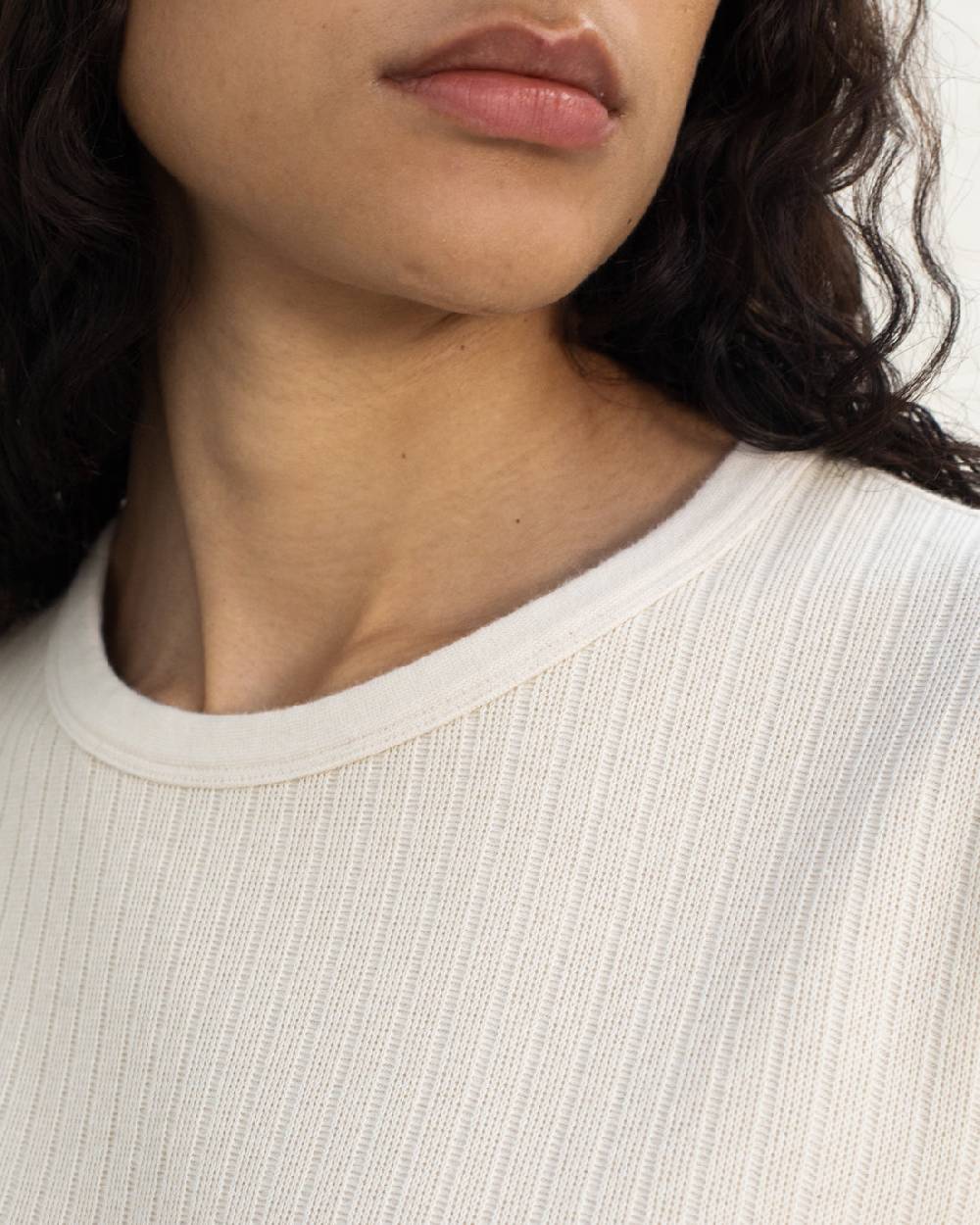 Rotholz Schweres Geripptes T-Shirt Bio Baumwolle - Sand