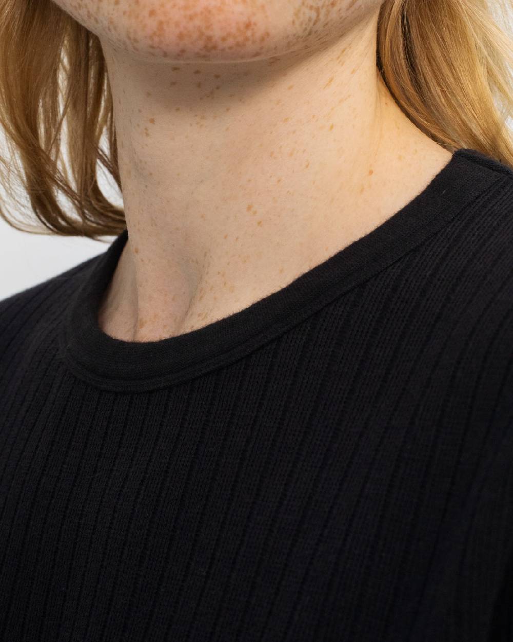 Rotholz Schweres Geripptes T-Shirt Bio Baumwolle - Schwarz