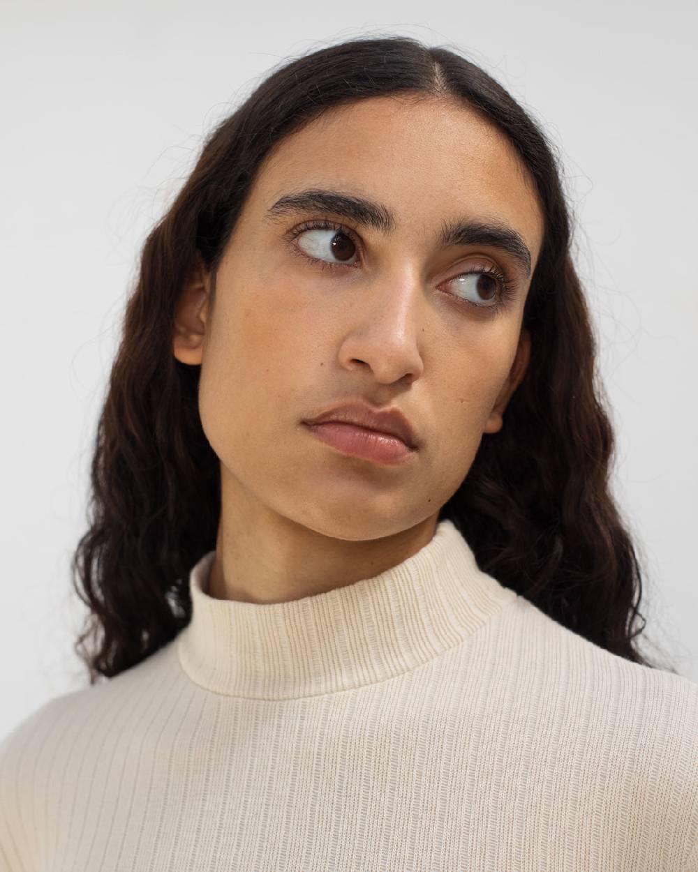 Rotholz Schweres Mockneck Longsleeve Bio Baumwolle - Sand