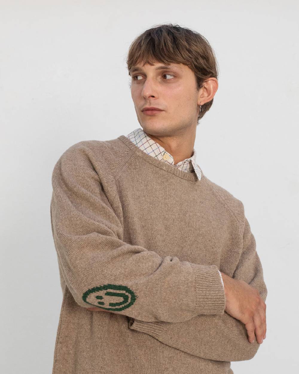 Rotholz Smiley Strickpullover Recycelte Wolle - Beige