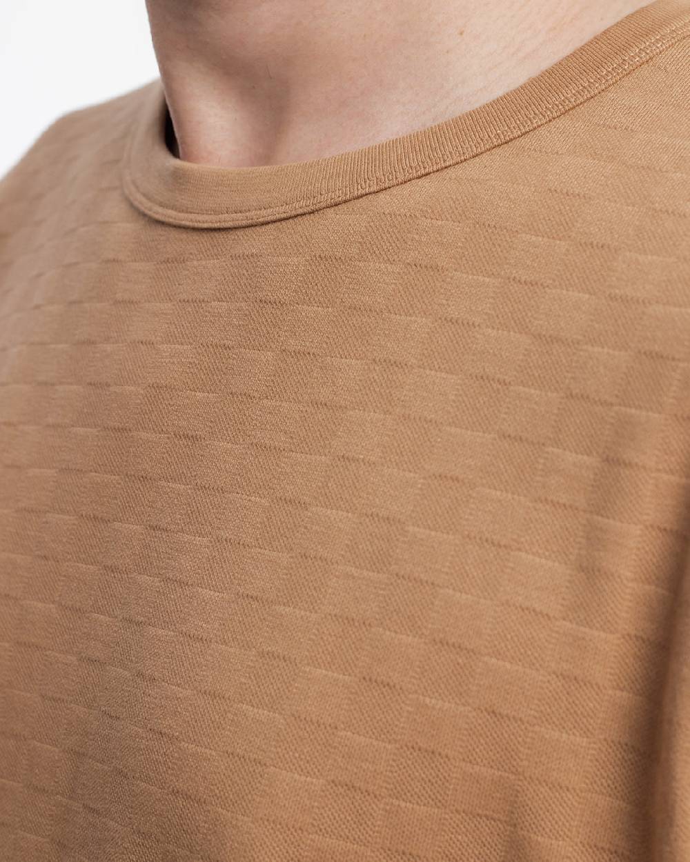 Rotholz Strukturiertes T-Shirt Bio Baumwolle - Karamell