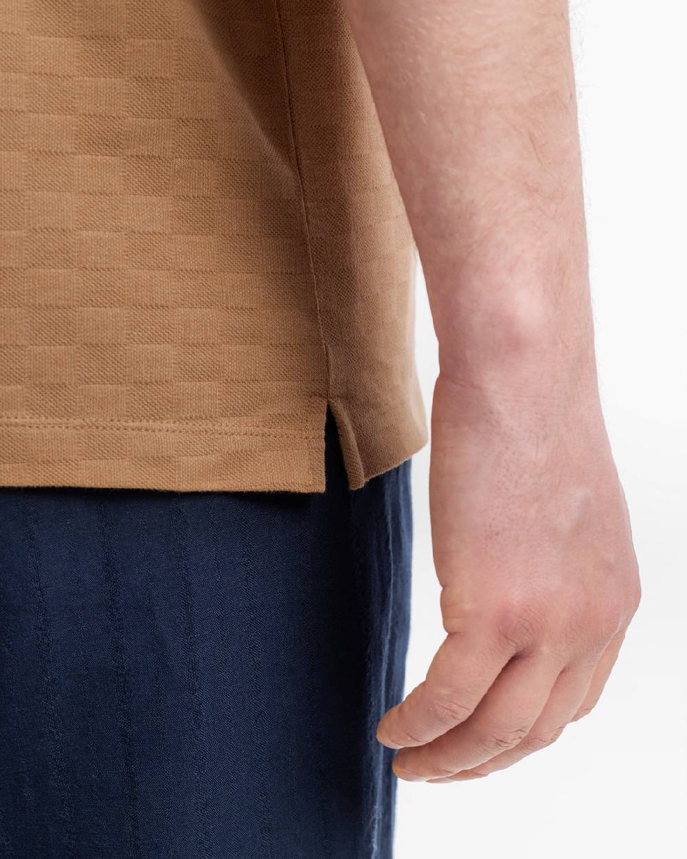 Rotholz Strukturiertes T-Shirt Bio Baumwolle - Karamell