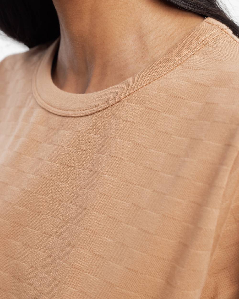 Rotholz Strukturiertes T-Shirt Bio Baumwolle - Karamell