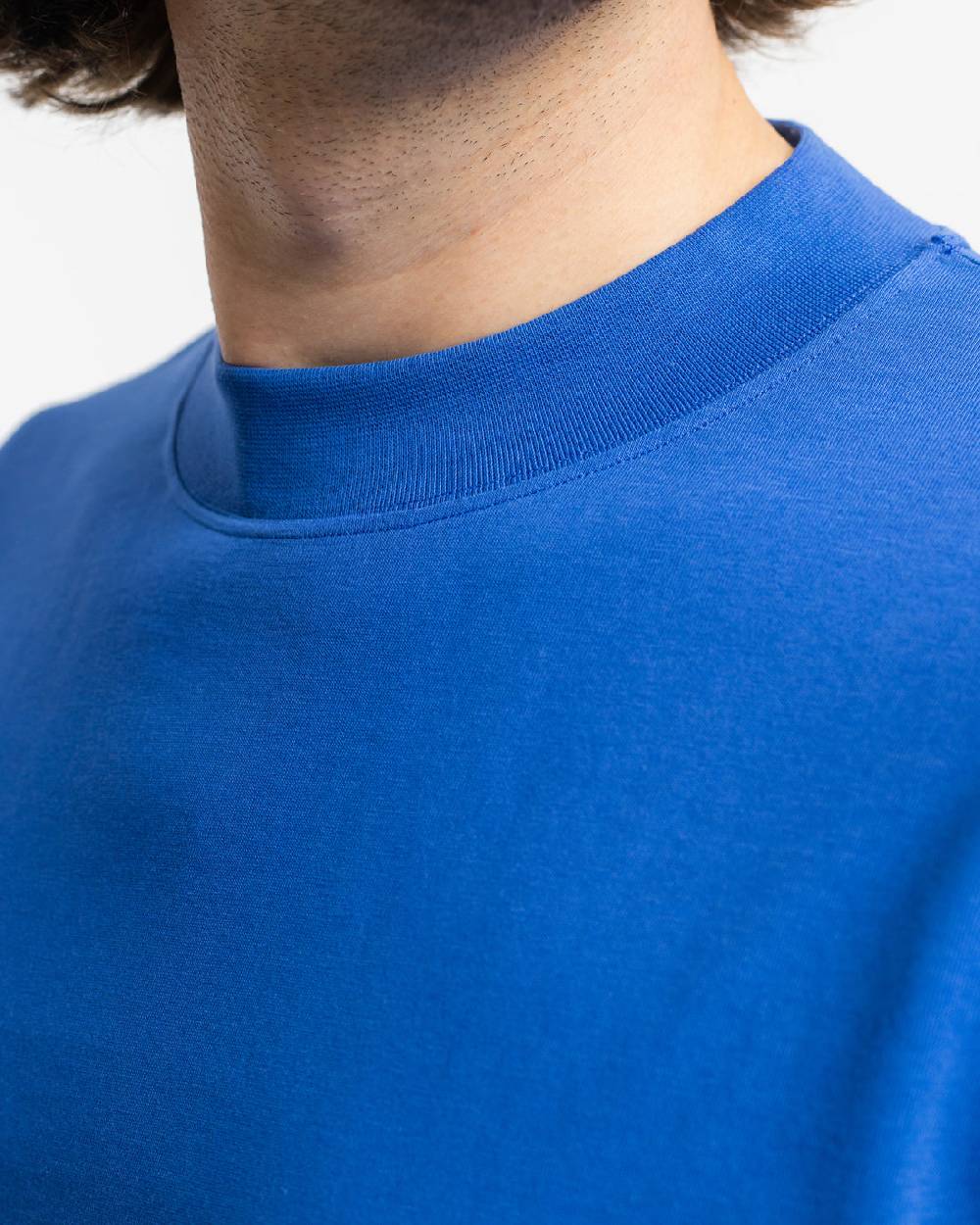 Rotholz T-Shirt Mit Breitem Kragen Bio Baumwolle - Blau