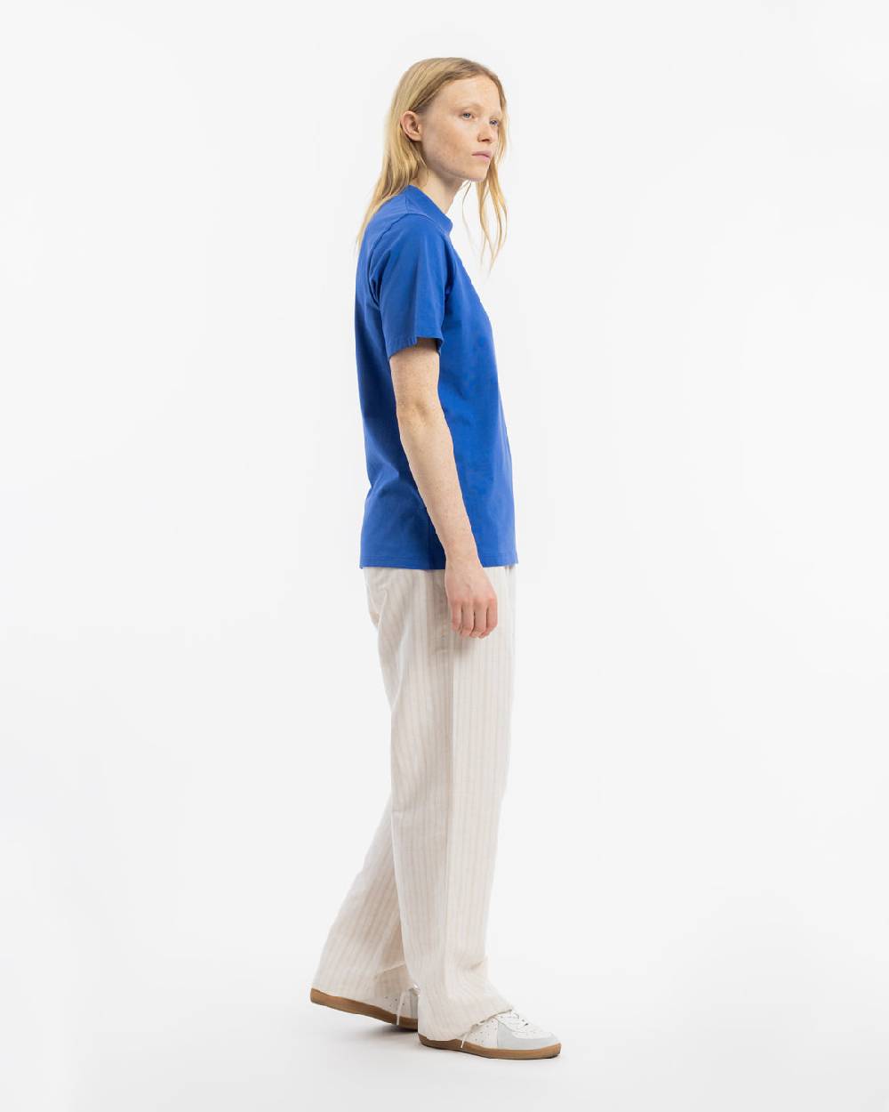 Rotholz T-Shirt Mit Breitem Kragen Bio Baumwolle - Blau