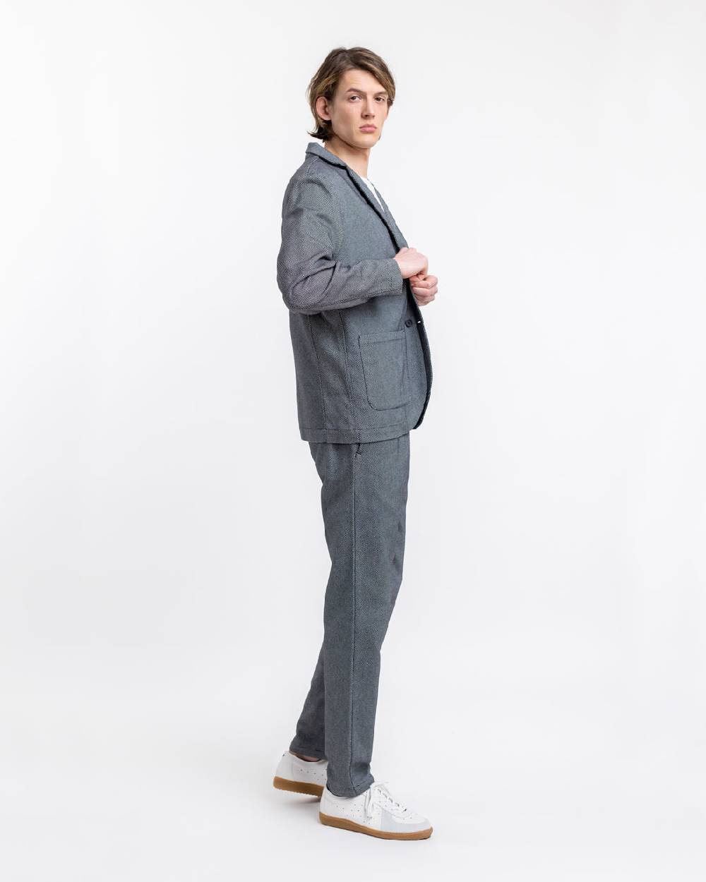 Rotholz Workwear Blazer Aus Bio Canvas Schwarz Kariert