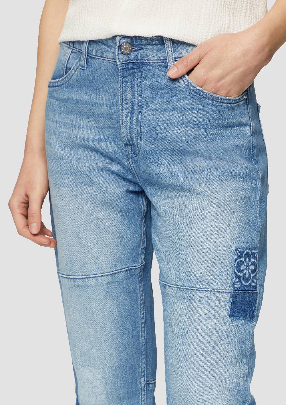S.Oliver Ankle-Jeans Franciz / Relaxed Fit / Mid Rise / Tapered Leg / Laser-Print
