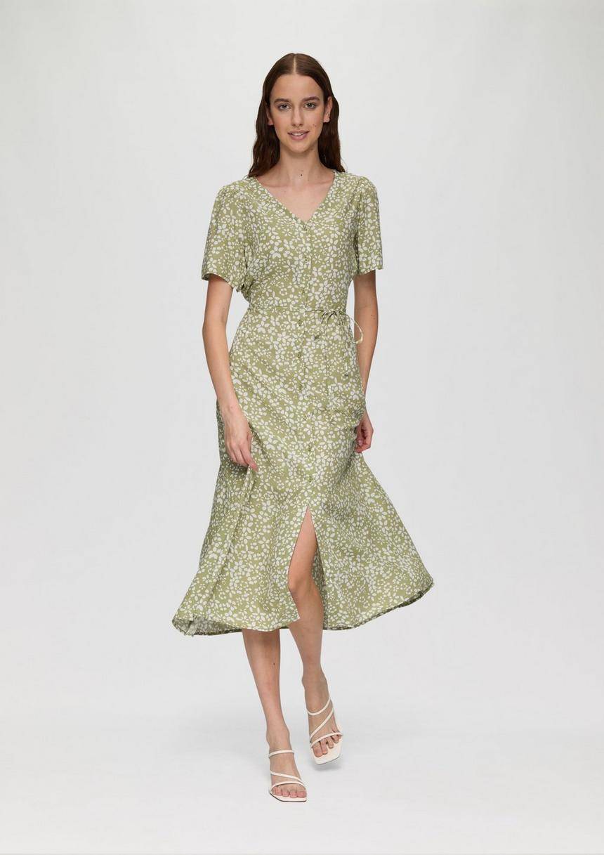 S.Oliver Antailliertes Viskosekleid Mit All-over-Print