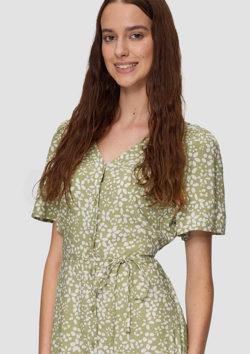S.Oliver Antailliertes Viskosekleid Mit All-over-Print