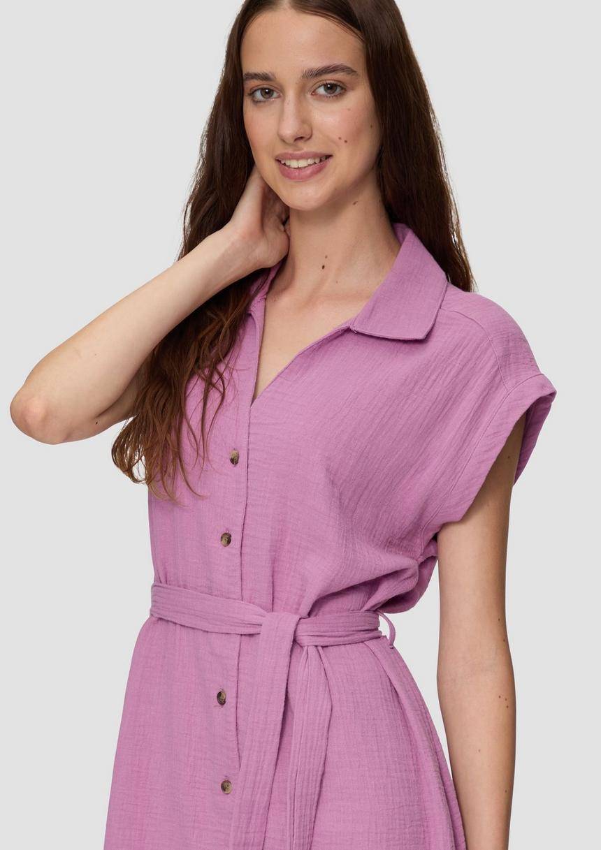 S.Oliver Ärmelloses Hemdblusenkleid Mit Bindegürtel