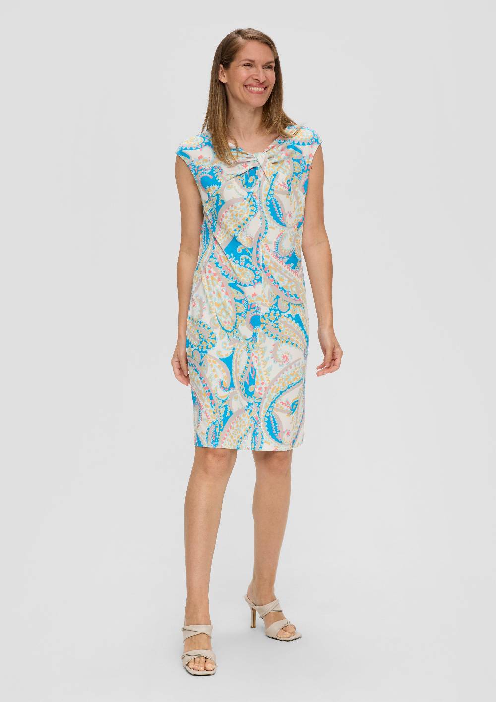 S.Oliver Ärmelloses Kleid Mit All-over-Print Und Knoten-Detail