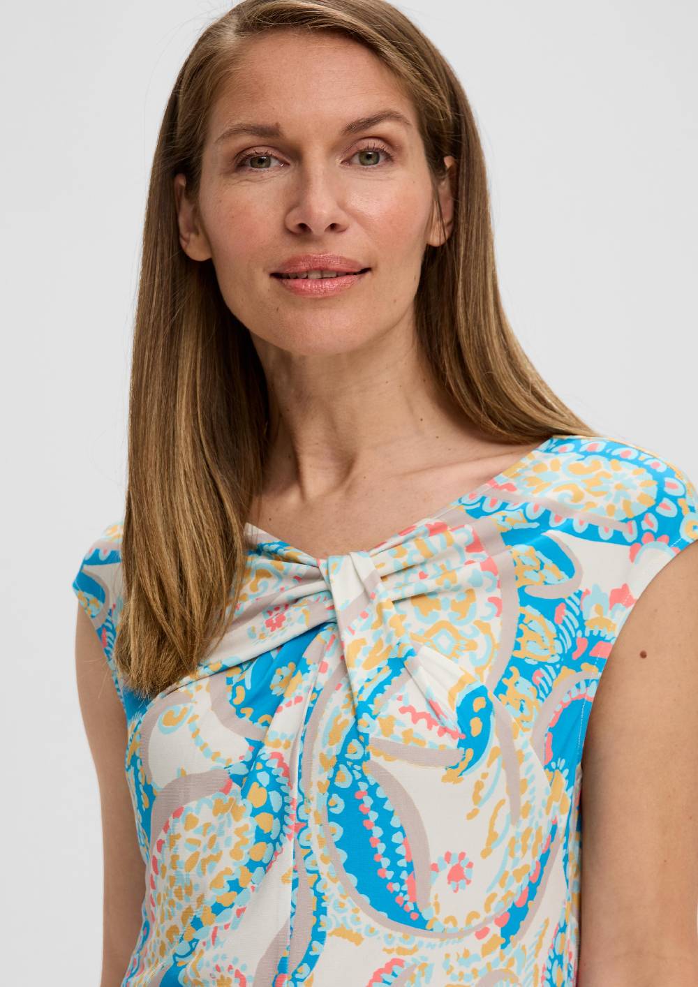 S.Oliver Ärmelloses Kleid Mit All-over-Print Und Knoten-Detail