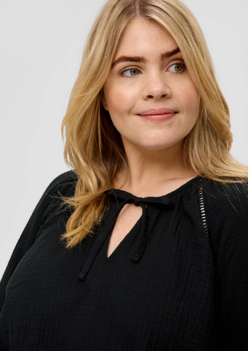 S.Oliver Baumwoll-Bluse Mit Raffung Und Rundhals-Ausschnitt