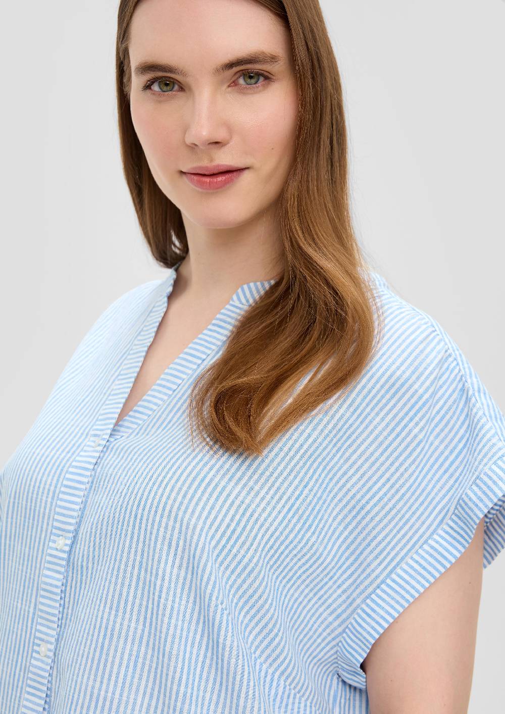 S.Oliver Baumwoll-Bluse Mit Tunika-Ausschnitt Und Leichten Raffungen