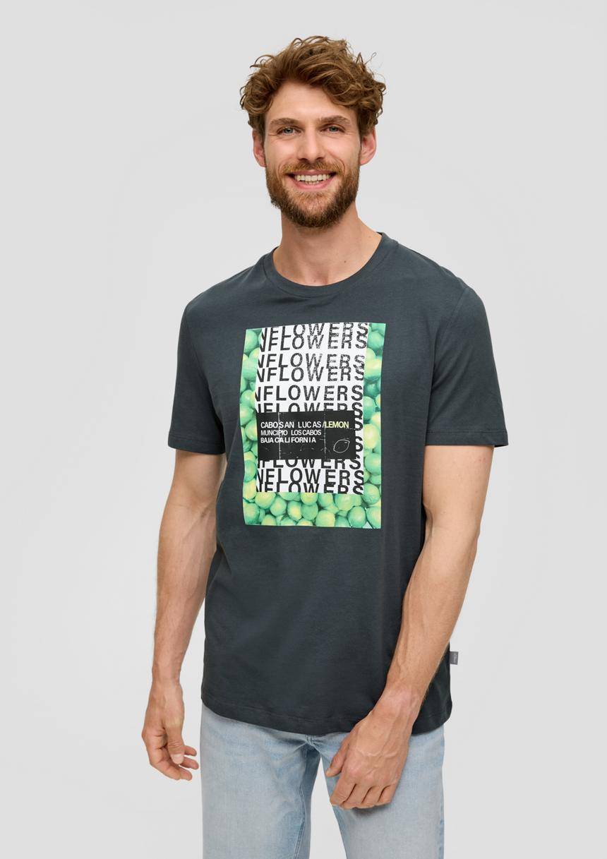 S.Oliver Baumwoll-T-Shirt Mit Crew Neck Und Frontprint