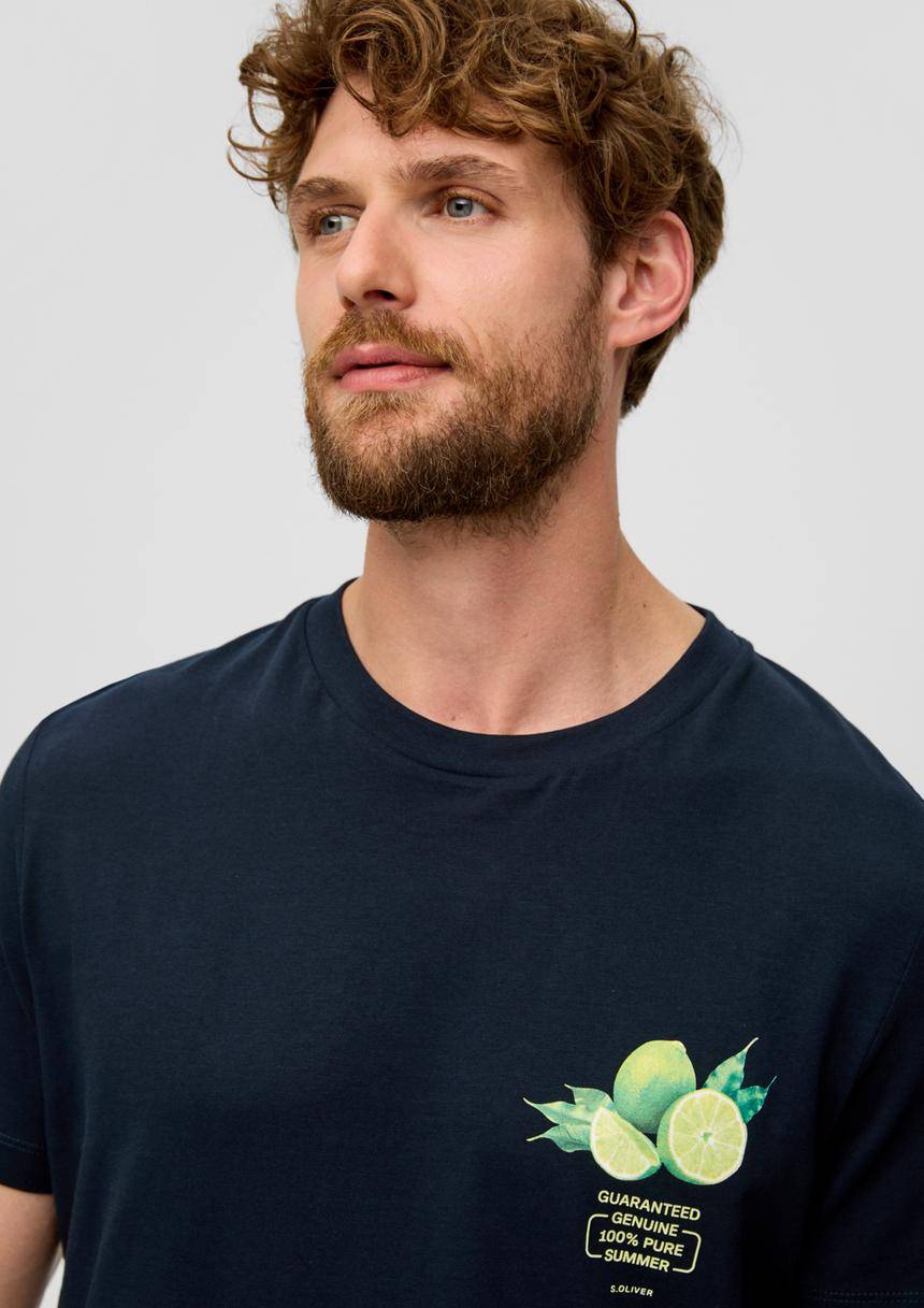 S.Oliver Baumwoll-T-Shirt Mit Crew Neck Und Frontprint