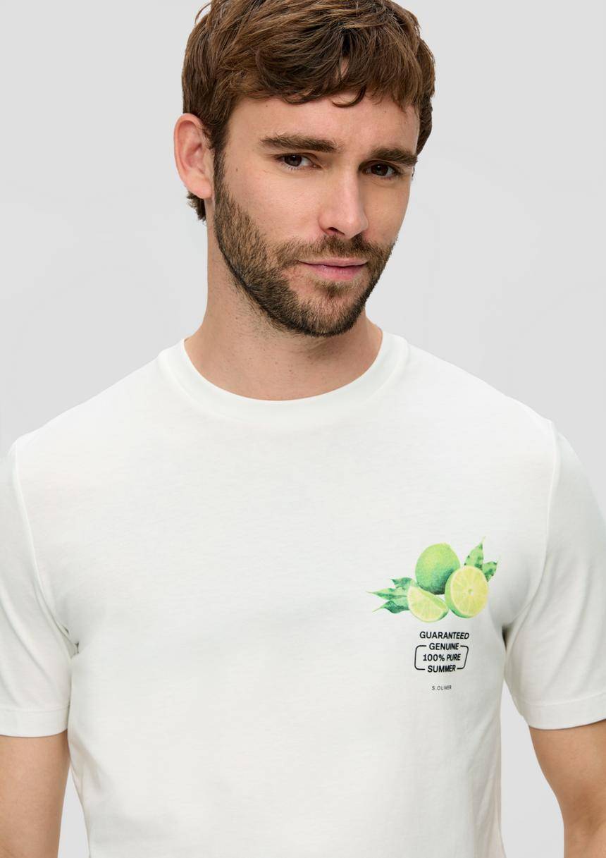 S.Oliver Baumwoll-T-Shirt Mit Crew Neck Und Frontprint