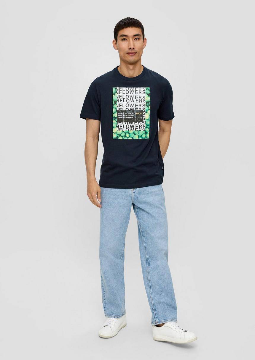 S.Oliver Baumwoll-T-Shirt Mit Crew Neck Und Frontprint